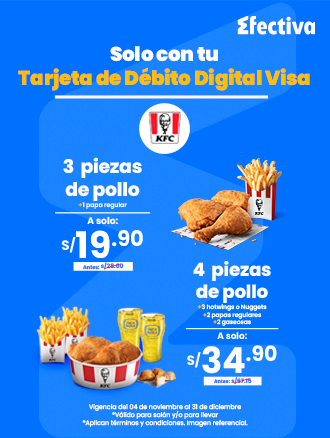 ¡Combos desde S/19.90 en KFC con Efectiva!