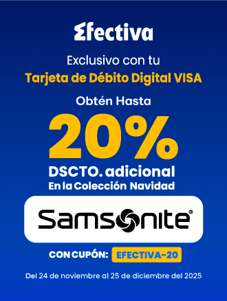 Hasta 20% de descuento en Samsonite comprando con tu Tarjeta de Débito Digital VISA