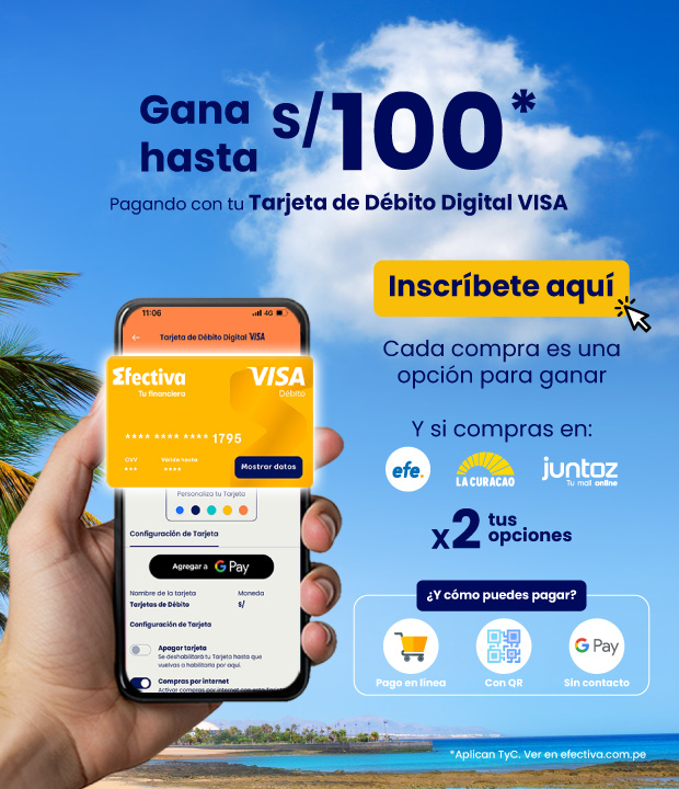 ¡Gana hasta S/100 pagando con tu Tarjeta de Débito Digital VISA!