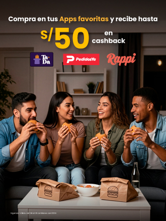¡Te devolvemos hasta S/50 por comprar en tus Apps de Delivery favoritas!