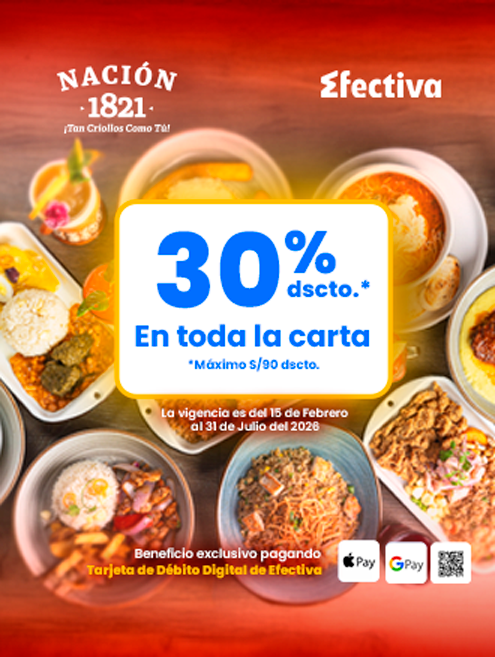 ¡30% de descuento en toda la carta de Nación 1821!
